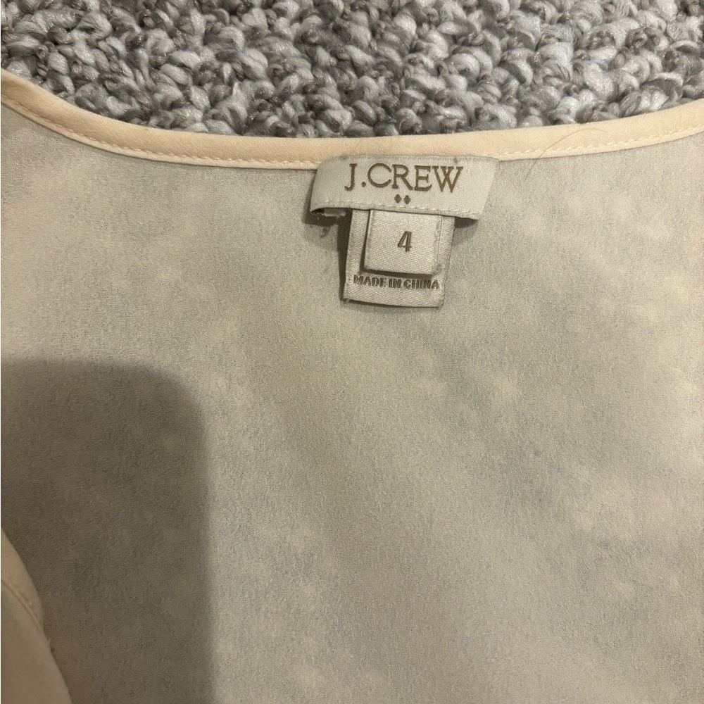 J. Crew Cream Blouse with Black Trim - Picture 2 of 10